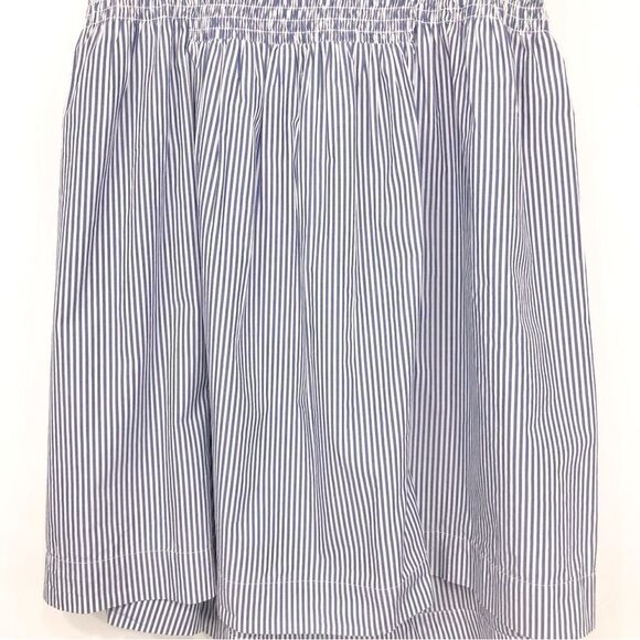 Gap Blue White Pinstripe Smock Waist Nautical Cotton Midi Skirt - Picture 8 of 16